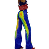 Y2K High Waist Tight Straight Dye Tie Pants